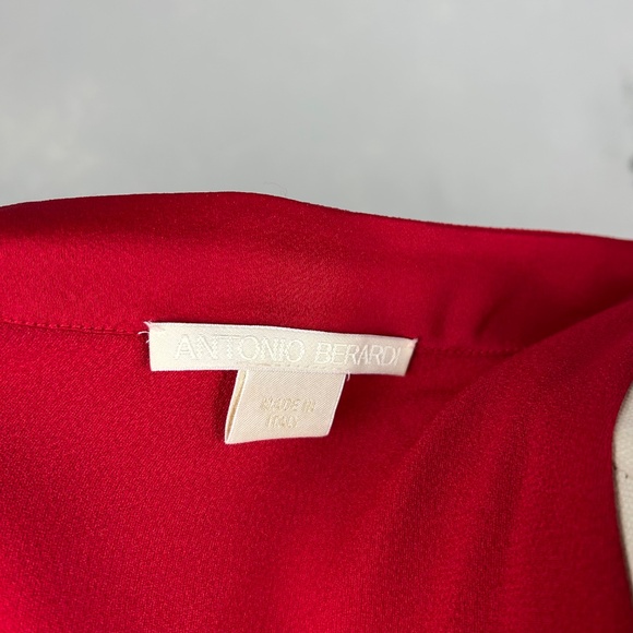 Antonio Berardi midi dress size 10 IT 46 red asymmetrical hem high neck ruffled - Picture 14 of 16